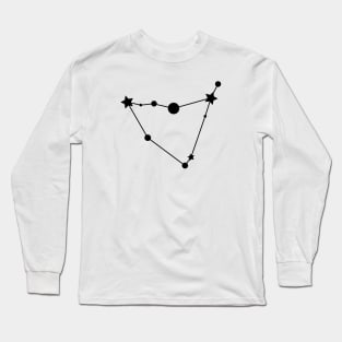 Capricorn Zodiac Constellation in Black Long Sleeve T-Shirt